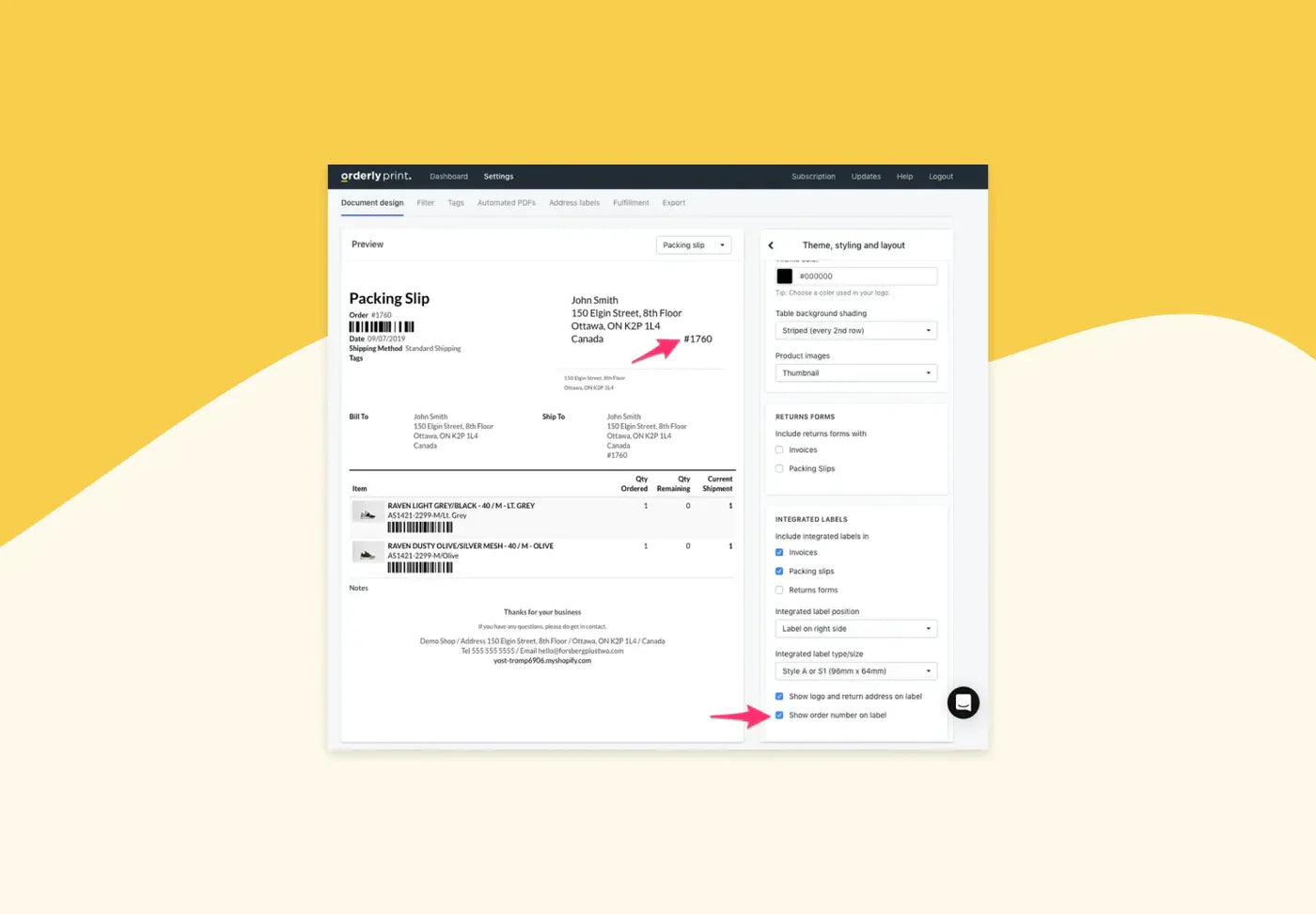 include order number screenshot