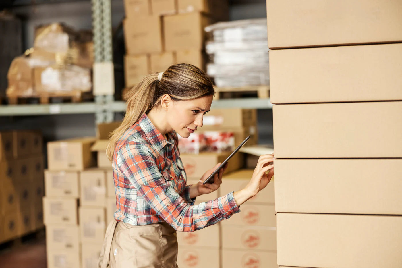 woman in warehouse